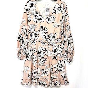 Infinity Boutique Floral Gathered Waist Dress Long Sleeve Size Large New